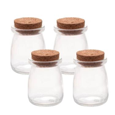 Imagem de Kit 4 Porta Mantimento De Vidro Com Rolha 250ml - Lyor