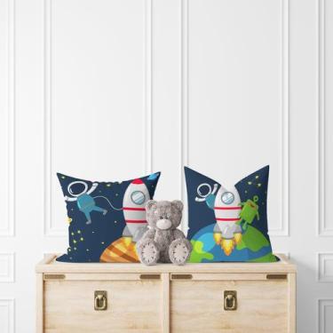 Imagem de kit 2 almofadas com enchimento Infantil Espaco Astronauta Alienigena -