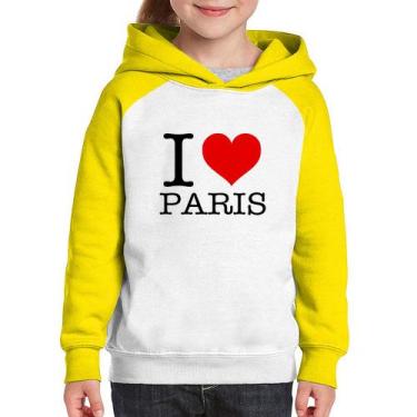Imagem de Moletom Infantil I love Paris - Foca na Moda, Branco, Amarelo, 10