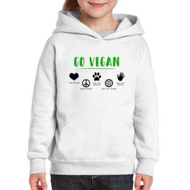 Imagem de Moletom Infantil Go Vegan Símbolos - Foca na Moda, Branco, 6