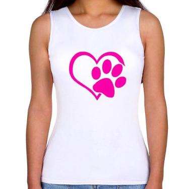 Imagem de Regata Feminina Coração Patinha Rosa - Foca na Moda, Branco, GG