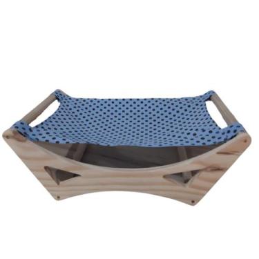 Imagem de Cama Rede Para Gatos Pet Caminha Madeira Suspensa - Luma Confort, azul