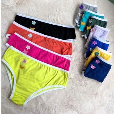 Imagem de Kit 5 Calcinha Infantil Menina Criança Confortável Laterais Largas Toq