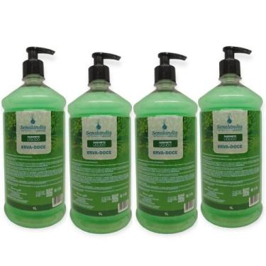Imagem de Kit 4 Sabonete Líquido Erva-Doce Perfumado 1 Litro Pump Hidratante da 