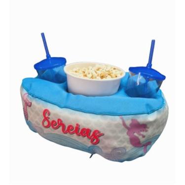 Imagem de Almofada Porta Pipoca Com Bolso Balde + Copos Sereia - Maria dos Reis