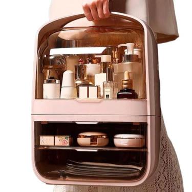 Imagem de Caixa Organizadora de Maquiagem Cosméticos Com Gaveta Tampa Acrílico -