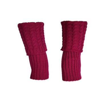 Imagem de Polaina Katlen Tricot Modelo Trança, Vinho, 70% Poliéster / 30% Acríli