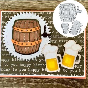 Imagem de Conjunto de barris de cerveja para corte de metal, artesanato faça você mesmo, conjunto de barril de cerveja, scrapbook, cartões de papel, matrizes de corte, estênceis para fazer cartões em relevo
