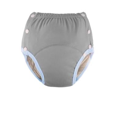 Imagem de Fraldas reutilizáveis de algodão para incontinência para idosos – Respiráveis, à prova de vazamento, fraldas de pano laváveis, absorventes de urina para idosos (cinza, 2GG)
