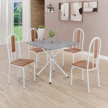 Imagem de Conjunto Sala de Jantar Mesa Quadrada 75x75cm Tampo Granito Ocre 4 Cad