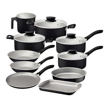 Imagem de Jogo de Panelas Tramontina Linz em Alumínio com Revestimento Interno e Externo em Antiaderente Starflon Max Preto 10 Peças