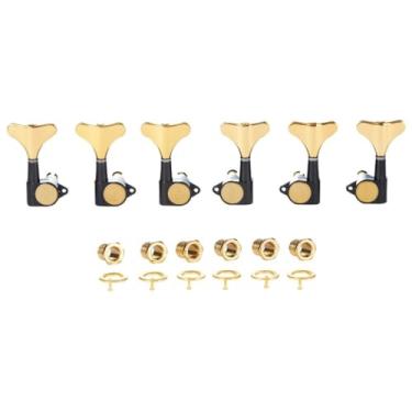 Imagem de KAISH 6 cordas 3R3L 18:1 afinadores de baixo selados para baixo afinador de guitarra para baixo Ibanez/Yamaha estilo acústico/baixo elétrico preto com ouro