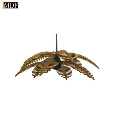 Imagem de Lustre Pendente Folha Bivolt Design Moderno Rustico Mdf Madeira - ATAC