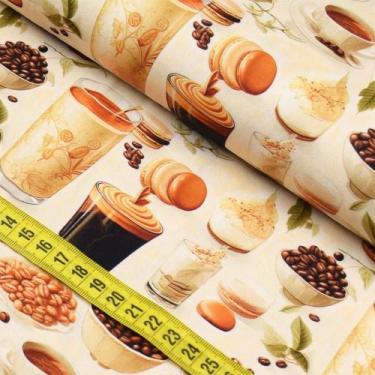 Imagem de Tecido Estampado Para Patchwork - Love Coffe : Xícaras e Grãos 1 (0,50