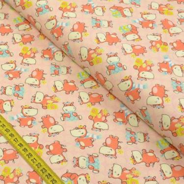 Imagem de Tecido Estampado para Patchwork - Hipopótamo Girl Cor 2334 (0,50x1,40)