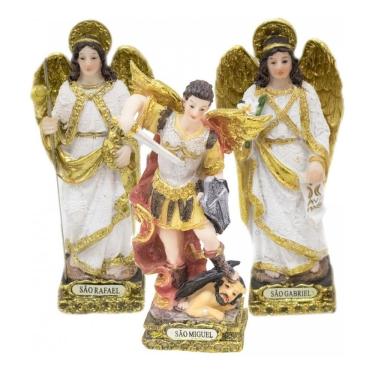 Imagem de Imagem Trio Tres 3 Arcanjos São Rafael Gabriel Miguel 13cm 