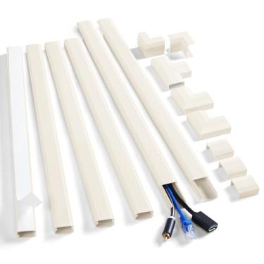 Imagem de ZhiYo Kit de parede com capa de cabo, 240 cm, capa para cabos, ocultadores de fios pintáveis para TV na parede, kit de parede para esconder cabos de TV, corretivo de cabo de parede, 15 x C 40 cm L