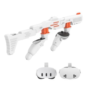 Imagem de VR Handle Attachment Compatible with Meta Quest 3S, Weighted Gunstock Grip Enhance FPS Game Experience Holding Feel, VR Accessories for Oculus 3, Ideal Gift for Birthday and Christmas (Orange)