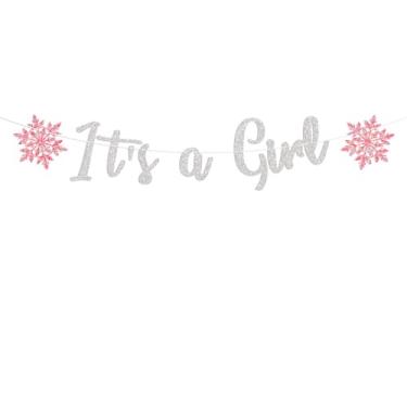 Imagem de Faixa de floco de neve It's a Girl, decorações de chá de bebê para meninas de inverno, Frozen Welcome Baby Girl revelam suprimentos de festa de chá de bebê
