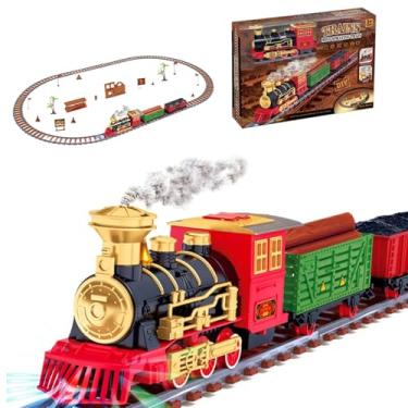 Imagem de Conjunto de trem de Natal para crianças, brinquedos de trem elétrico | Brinquedo de trem elétrico de Natal com som - Modelo de trens, conjunto de jogos com motor locomotivo infantil a bateria para men
