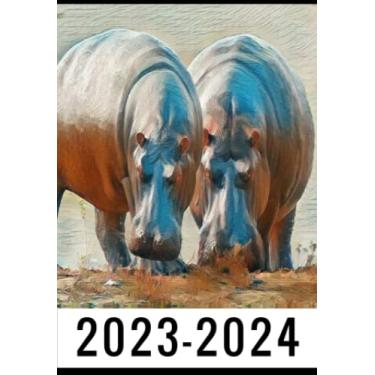 Imagem de 2-Year 2023-2024 Pocket Planner Hippo: Monthly Calendar & Agenda Organizer, Monthly Appointment Book, Jan 2023 Dec 2024 Personal Time Management, ... your next 2 years, Gifts For Hippo lovers.