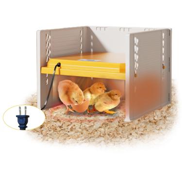 Imagem de BestYiJo Placa de aquecimento para chocadeira de pintinho, temperatura ajustável de 27,4 cm x 26,4 cm com rápida transferência de calor e proteção de três lados, aquecedor de chocadeira seguro para