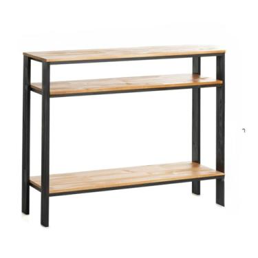 Imagem de Aparador Buffet Multiuso Estilo Industrial MADEIRA MACIÇA, Rack 3 prateleiras, Estante 1,04 METROS!(mel/preto -MOV74)