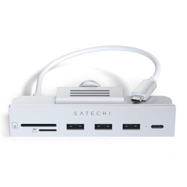 Imagem de Satechi Pinça Hub USB C – Porta de Dados USB C, Dados USB A 3.0, Leitor de Cartões Micro/SD – Para Apple Studio Display y 2021 iMac M1 24". Não compatível com iMac 2020 e anteriores (Prata)