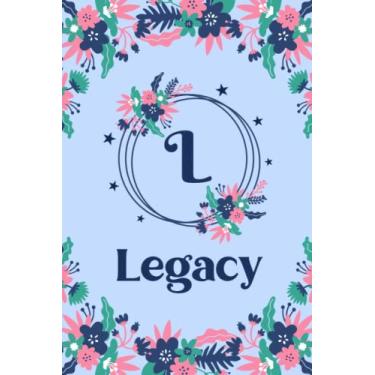 Imagem de Legacy Name Journal: Pretty Floral Legacy Journal for Girls, 6” x 9” 120 Pages, Blue, Pink and Teal Cute L Monogram Flower Lover Pattern, Beautiful ... Legacy Lined Journal, Diary or Notebook