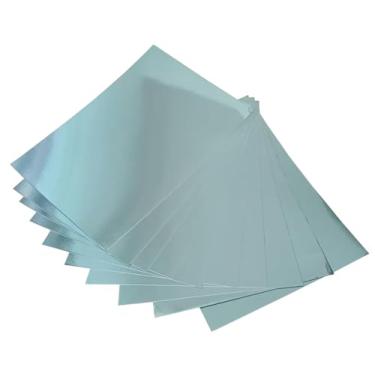 Imagem de 20 folhas de papelão espelhado, brilhante, brilhante, 30,5 x 20,32 cm, 250 g/m2, uso para scrapbooking, corte de papel, dobra ou modelagem (verde-azulado)