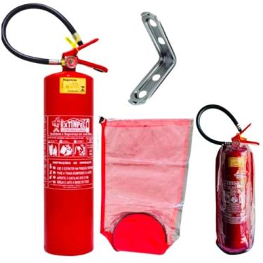 Imagem de Kit Extintor de Pó 6 Kg ABC Validade 1 Ano + Suporte de Parede + Placa de Sinalização + Capa De Proteção