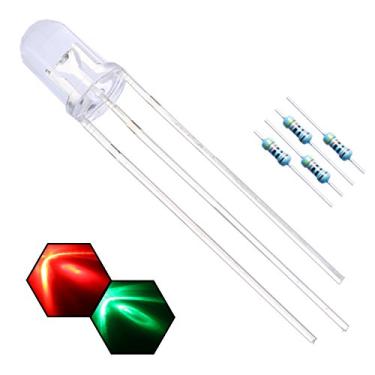 Imagem de EDGELEC 3 mm 5 mm LED, lentes transparentes, tampa redonda, 29 mm, chumbo Farme + 100 peças de resistores (1/4 W para DC 6 – 12 V) incluído/lâmpada ultra brilhante diodo emissor de luz, Clássico, [B] 5mm Constant Light, [14] Red&green (Common Cathode) / 100pcs