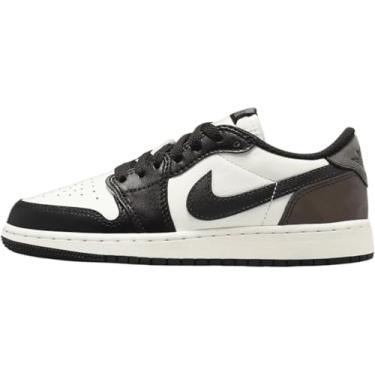 Imagem de Tênis infantil Air Jordan 1 Low OG cinza lobo grande (CZ0858-102, Sail/Dark Mocha/Preto), Vela/Dark Mocha/Preto, 21