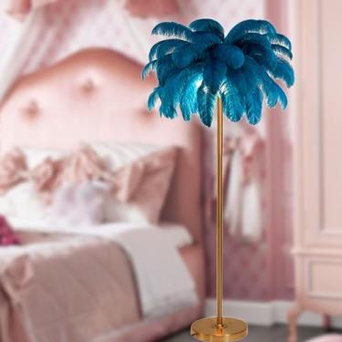 Imagem de Lâmpada de leitura romântica para quarto de princesa, luminária de chão de penas de luxo moderna, 3 temperaturas de cores, luminárias de LED de canto alto para decoração