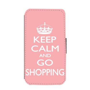 Imagem de Rikki Knight Capa carteira Keep Calm and Go Shopping rosa claro com aba magnética para Samsung Galaxy S3