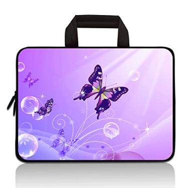 Imagem de Capa universal para tablet de 7 a 9 polegadas ultra-portátil, bolsa de transporte de neoprene compatível com Apple iPad Mini, Samsung, Google, HP, Acer (borboletas roxas)