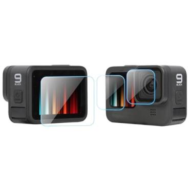 Imagem de 【3 peças】 Protetor de tela para câmera GoPro Hero 9/10 preta, filme de tela frontal + filme de tela traseira + filme de lente