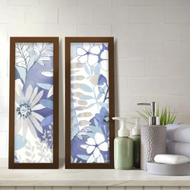Imagem de Kit 2 Quadros Decorativos Lavabo Margarida Floral Azul Branco Aquarela
