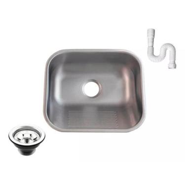 Imagem de Tanque Inox 304 Fosco 40x34 Pequeno Sobrepor E Embutir 18l - AS