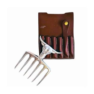 Imagem de Brazilian Flame Garfo Bad Bull de Alumínio 6 Dentes com Bainha de Couro