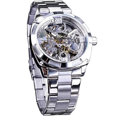 Imagem de FORSINING Relógio Masculino Esqueleto de Luxo, Automático de 41 mm com Mostrador Grande, Prata, Clássico