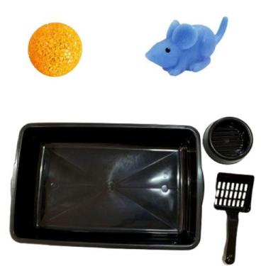 Imagem de Kit Gatos: Bola Cristal + Ratinho Verde + Bandeja Higiênica - Nica pet