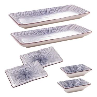 Imagem de Conjunto Pratos Tigelas Porcelana Restaurante Japonês Comida - Wolff