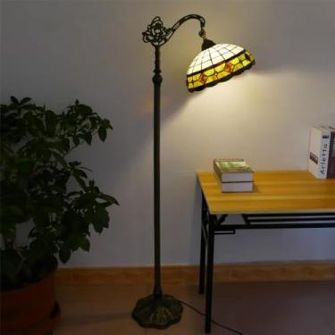 Imagem de Lâmpada de assoalho LED retrô americano Criatividade luxuosa europeia Sala de estar Quarto de estudo Villa Hotel Vidro colorido Lâmpada de assoalho de leitura (Estilo 2)