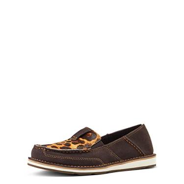Imagem de ARIAT Cruiser Azteca feminina camurça preta/glitter dourado casual, Camurça chocolate/cabelo leopardo, 38
