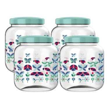 Imagem de Kit 4 Potes com Tampa 1400ml Porta Mantimentos Pote Multiuso Plástico (Jardim das Formas)