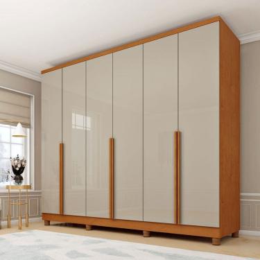 Imagem de Guarda-Roupa Casal Cataguases 6 Portas 4 Gavetas 31399 Cinamomo/Off White - Tcil Móveis