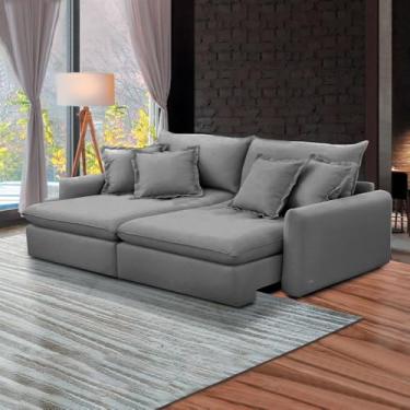 Imagem de Sofá Bipartido 230cm Retrátil Reclinável Almofadas Caixa Zero Sydney Veludo Grafite G93 - Gran Belo