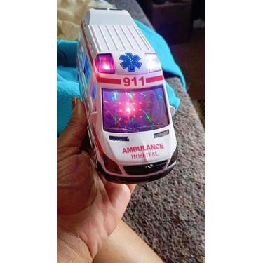 Imagem de brinquedo infantil Carrinho Ambulância Sirene com Luzes e Sons + Bate 