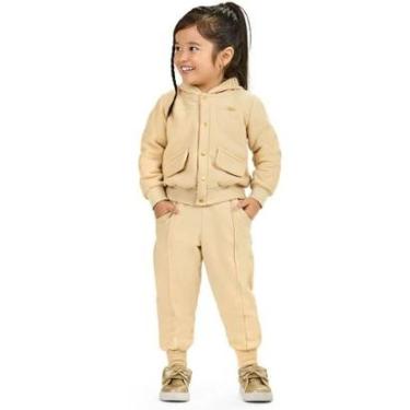 Imagem de Conjunto Infantil Inverno Menina Casaco Com Capuz Em tweed e Calça Moletom Peluciado - Angerô-Feminino